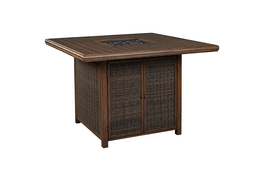 Paradise Trail Square Bar Table with Fire Pit by Signature Design by Ashley at Esprit Decor Home Furnishings